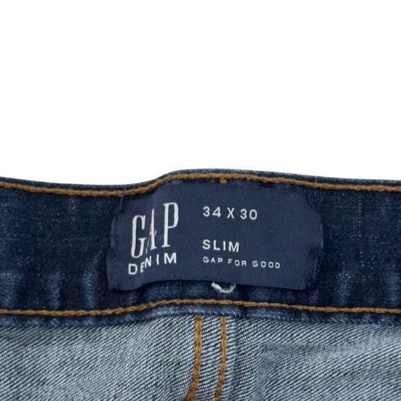 Gap Mens Slim Fit Blue Denim Jeans SZ 34x30 Stretch Cotton Blend Classic Design - Picture 3 of 14